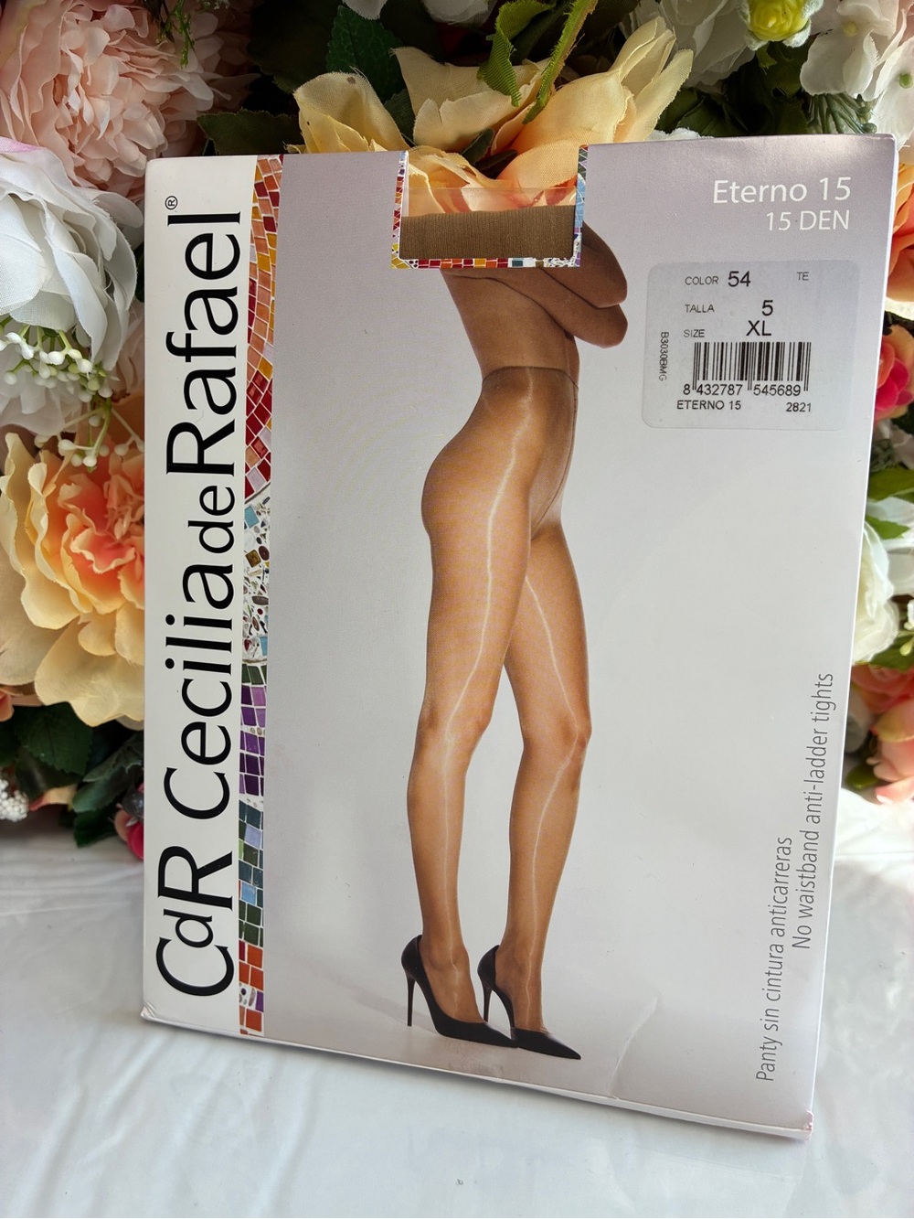 Cecilia de Rafael Eterno 15 Glossy Tights Te Dark Natural XL Waistless 15 Denier